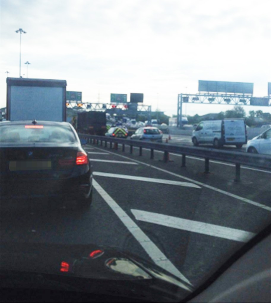  There were long queues on the M25 clockwise, between junction two and three, after the eastern side of the tunnel was closed