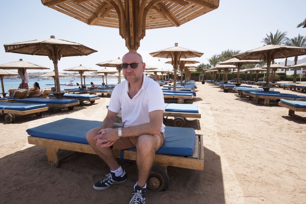 The Sun team - including  Chief Foreign Correspondent Nick Parker (pictured) - were the only Britons staying in the sumptuous Sunrise Arabian Beach Resort in Sharks Bay in Sharm yesterday