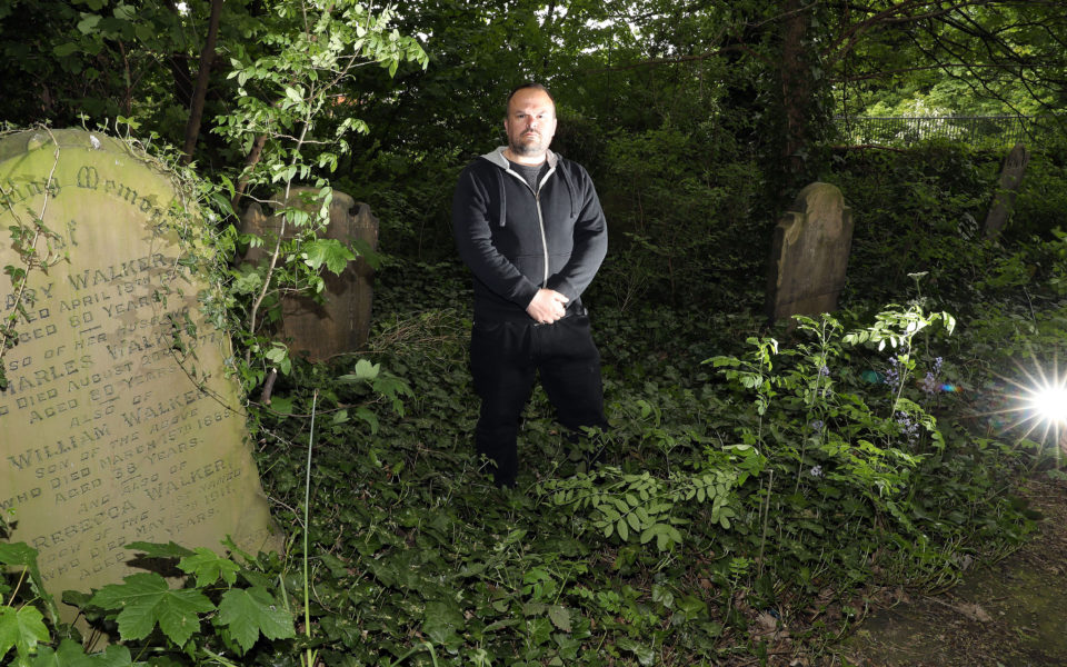  Paranormal expert Mike Covell was leading group through the 'haunted' cemetery