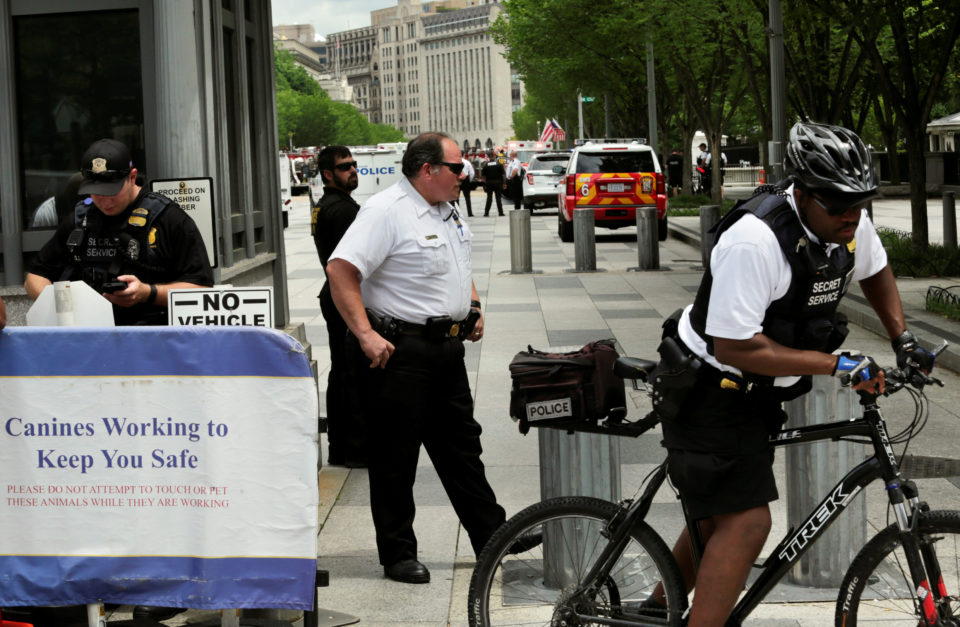 The alarm was raised after a woman reportedly threw a package over the north fence