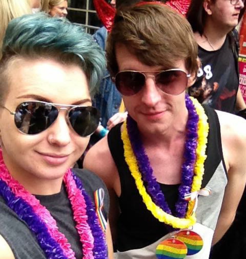  Charlotte with friend, Nicholas Limbrick, at Pride 2015 in Birmingham: She secretly visited a gay bar when she was 19 and, although she felt comfortable for the first time, she still couldn't face the truth