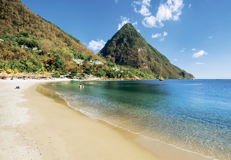  Piton your bikini and check out the view at Sugar Beach, nestled in the bosom of this UNESCO site