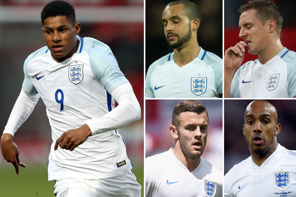  Marcus Rashford is the shock name in the England squad but there was disappointment for Theo Walcott and Phil Jagielka