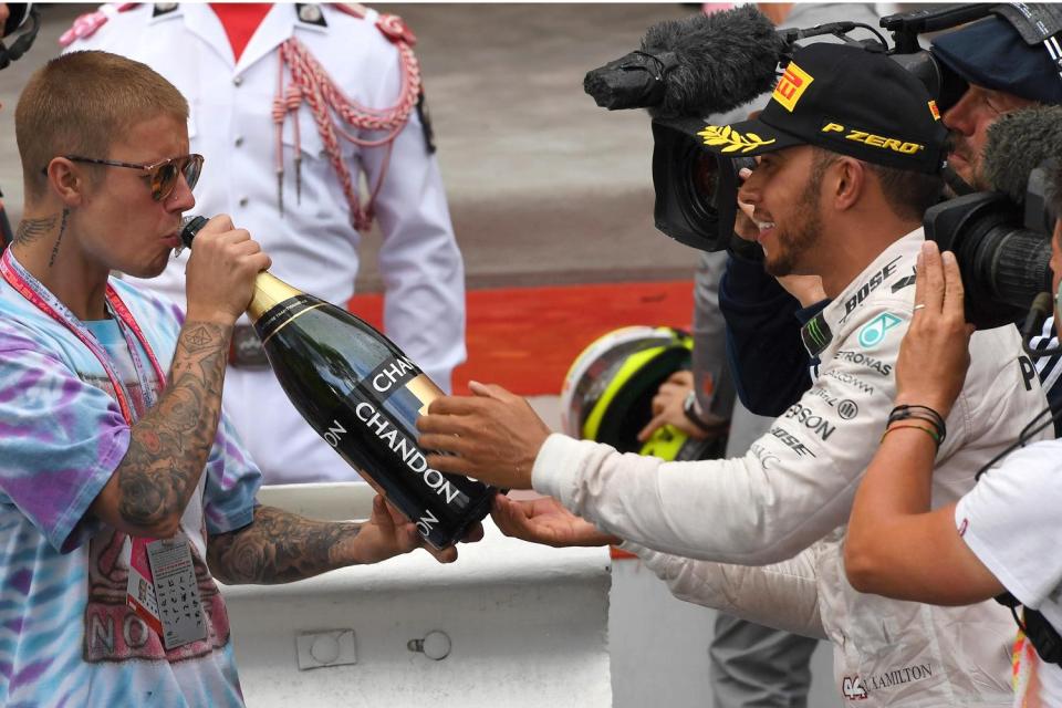 Lewis Hamilton celebrated his Monaco Grand Prix win with American pop star Jusin Bieber 