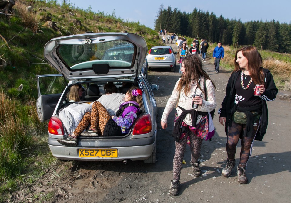  Sleeping it off...up to 2,000 people descended on scenic mid-Wales this bank holiday weekend