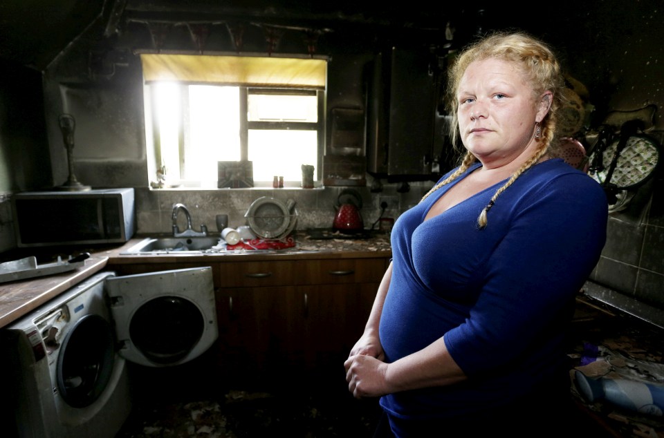  A woman's kitchen has been destroyed after her Hotpoint tumble dryer exploded