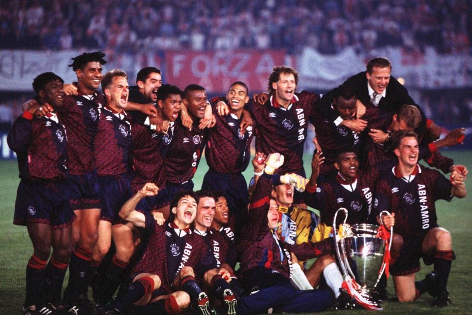  Smiles all around as the young Ajax team celebrate winning Champions League