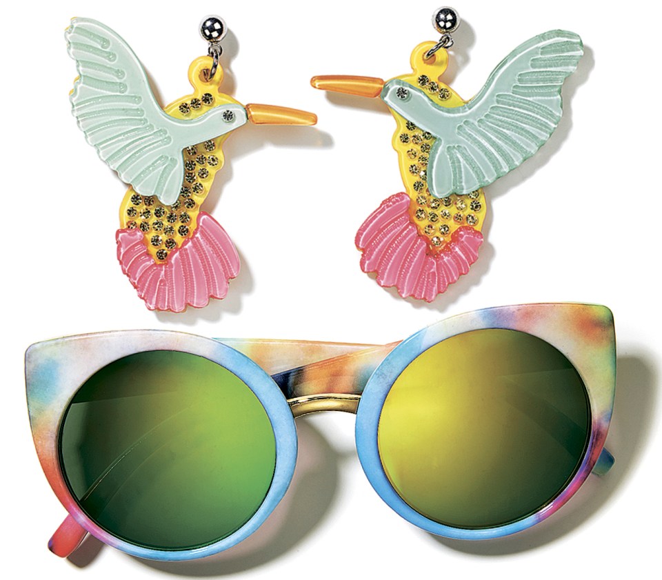  Earrings, £25, Anna Lou of London. Sunglasses, £25, Themix.is