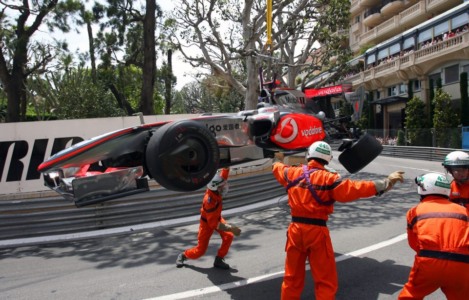  Lewis Hamilton crashes during a dramatic qualifying session for drivers - and also for the experienced Sky Sports team covering Formula One at the Monaco GP