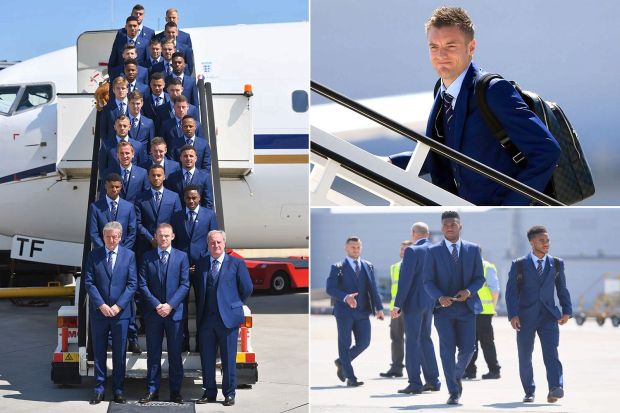 Jamie Vardy was one of few players with a smile on their face as England headed off to France from Luton airport