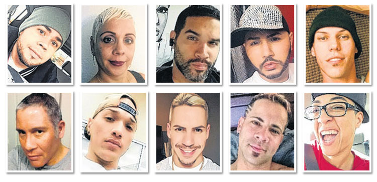  Killed in cold blood . . .Clockwise from top left: Angel Candelario-Padro, Brenda McCool, Frank Hernandez, Luis Wilson-Leon, Martin Torres, Franky Velazquez, Anthony Luis Laureanodisla, Jean Carlos Mendez Perez, Xavier E Serrano Rosado, Kimberly Morris