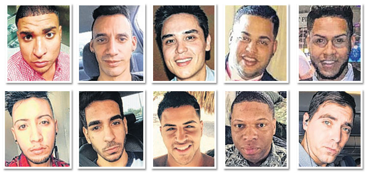  Clockwise from top left: Stanley Almodovar, Eric Ortiz-Rivera, Drew Leinonen, Jean Carlos Nieves Rodriguez, Peter Gonzalez-Cruz, Luis Omar Oscasio-Capo, Juan Guerrero, Oscar Aracena, Antonio Davon Brown, Edward Sotomayor