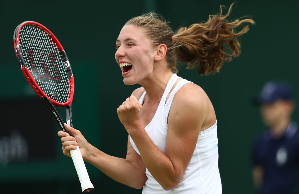  Ekaterina Alexandrova celebrates after her shock win over Ivanovic