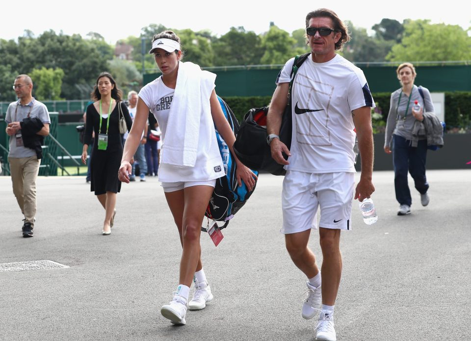  Euro 2016 follower Muguruza unwinds after a practice session for Wimbledon