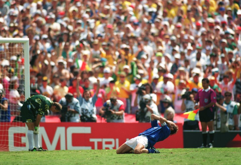  Franco Baresi is devastated after is missed penalty in 1994 World Cup final