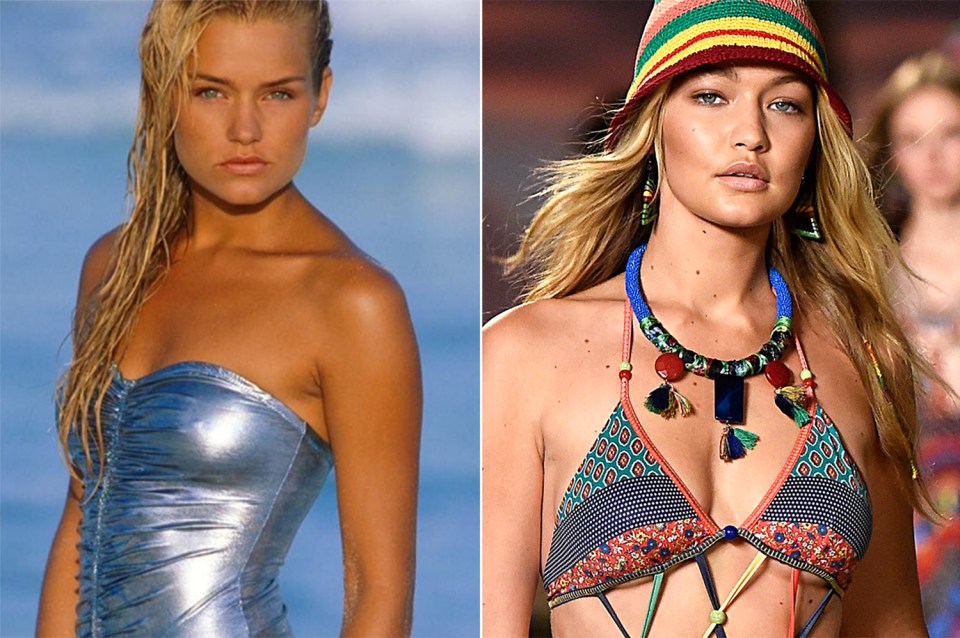  The clothes they're modelling may be vastly different, but Yolanda and Gigi are strikingly similar in these pics captured at age 21