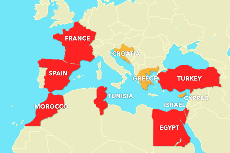  A number of countries on the Med are now at 'high risk' of a terror attack