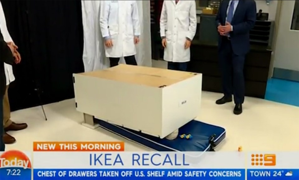  The drawers are shown lying flat on top of a toddler mannequin in worrying scenes