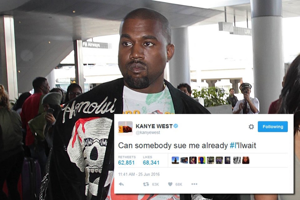  Kanye tweeted and then deleted message inviting people to sue him over new Famous music video