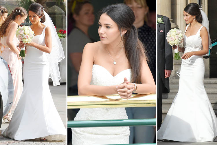  Michelle was snapped filming more scenes for Our Girl in a wedding gown