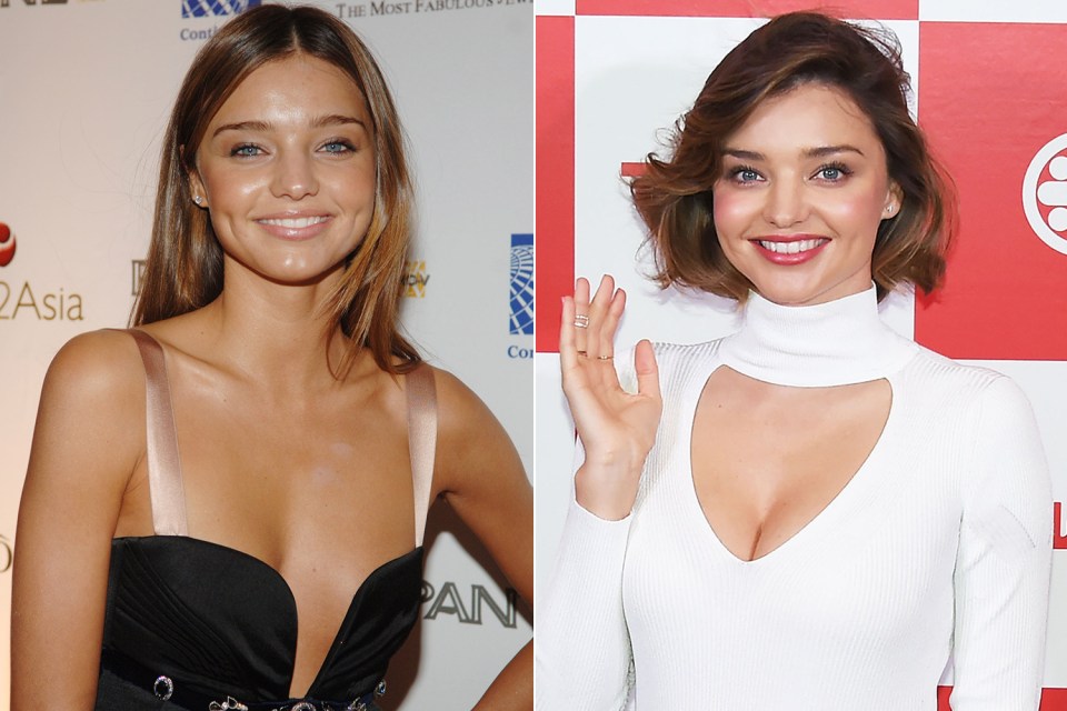  Miranda Kerr's petite cleavage, left, and bigger bust, right