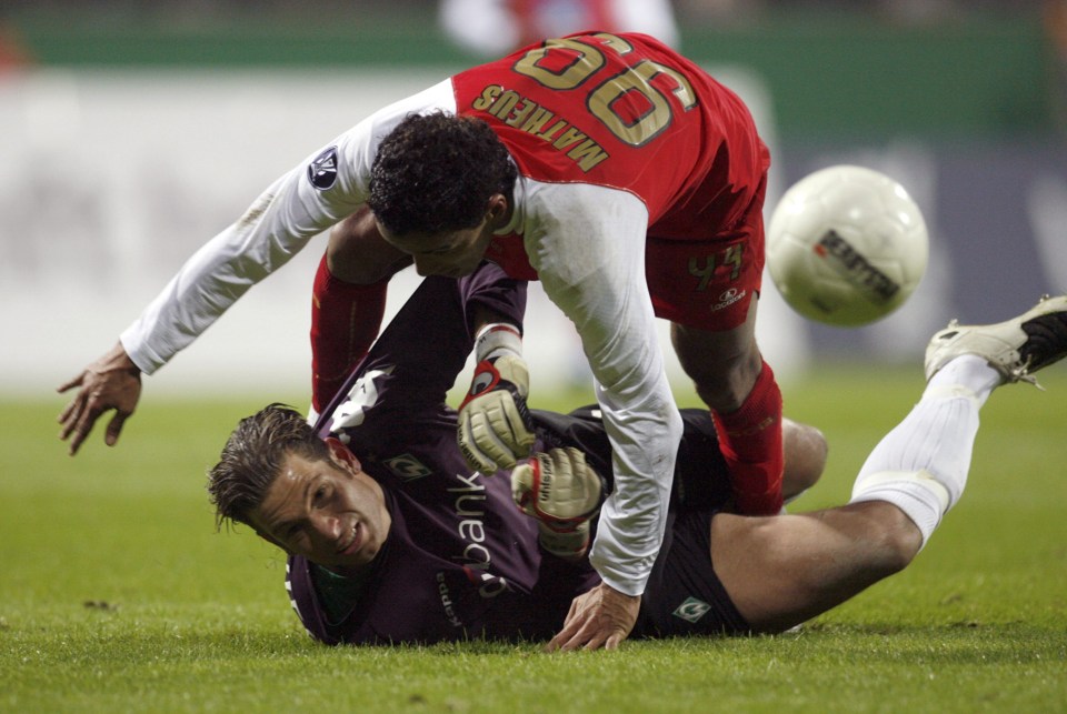  Braga striker Matheus was felled by Tim Wiese during a European clash