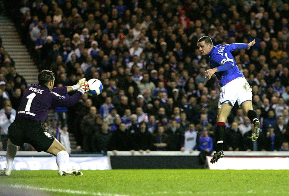  Wiese faced Glasgow Rangers' Barry Ferguson during the 2008 UEFA Cup