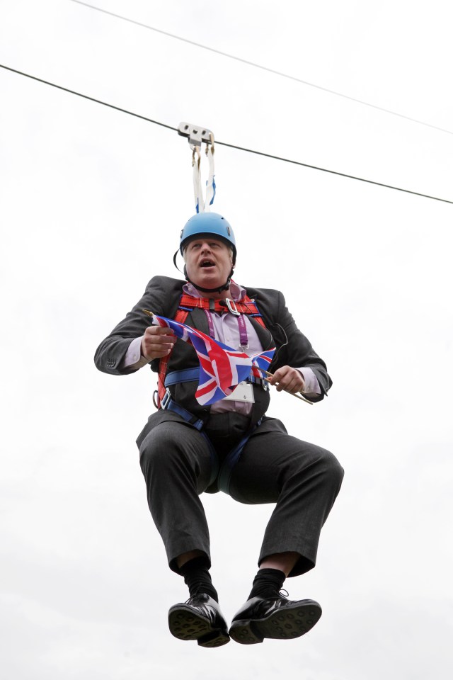  Left hanging...Boris got stuck on a zip wire in 2012