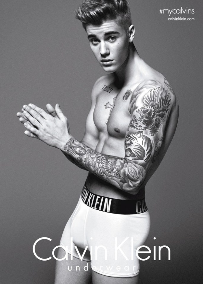  Justin Bieber found himself accused of having his bulge enhanced when he fronted this Calvin Klein ad