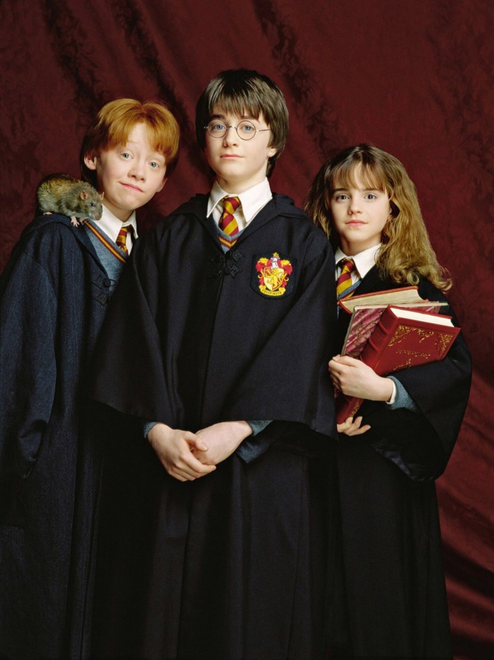  Grint, left, as Ron Weasley in Harry Potter, with Daniel Radcliffe and Emma Watson