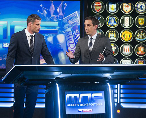  Gary Neville has formed an impressive working relationship with Jamie Carragher in the Sky Sports studios on Monday Night Football