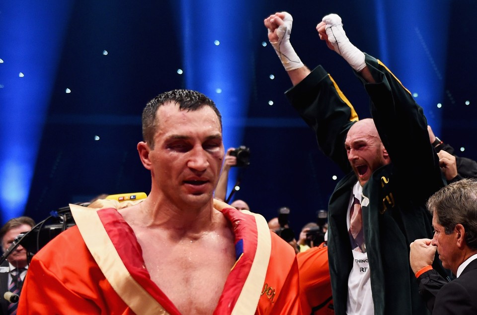  Tyson Fury celebrates his shock victory over Wladimir Klitschko in November