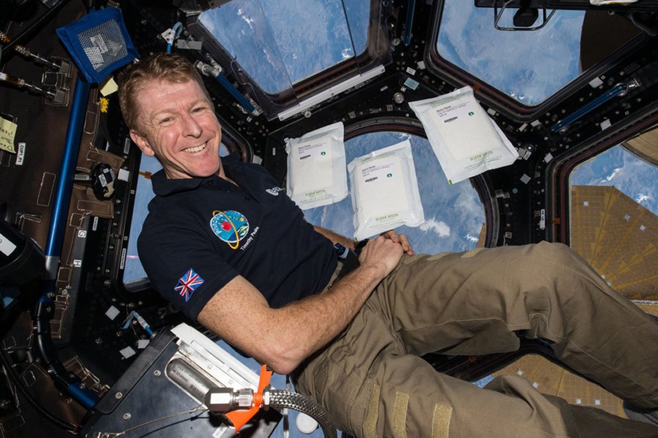 Sitting in a Tin can . . . Major Tim took part in more than 250 experiments during his time aboard the ISS