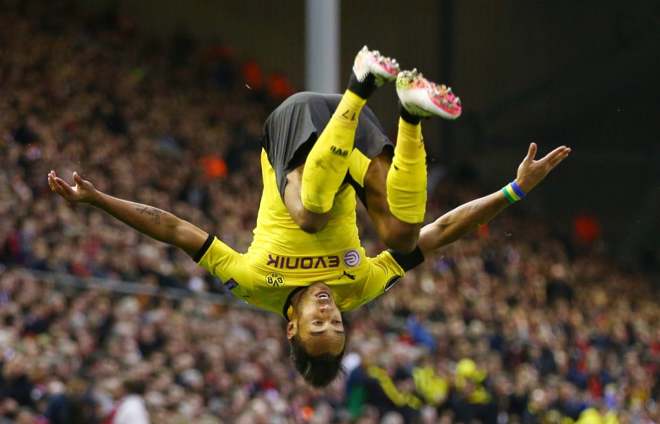 Pierre-Emerick Aubameyang was also on target in Europa League loss to Liverpool