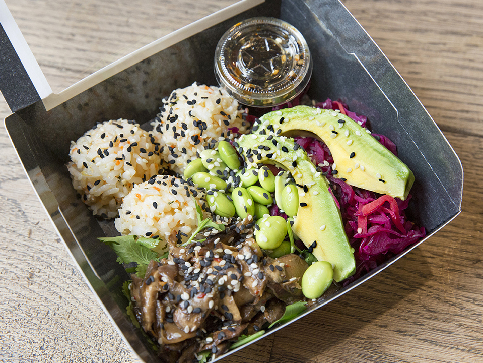  A new vegan Pret sushi salad, created as one of the 45 new dishes put together especially by chefs for Veggie Pret in Broadwick Street