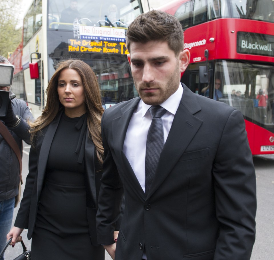 Ched Evans leaves court with his fiancee Natasha Massey after wining his appeal 