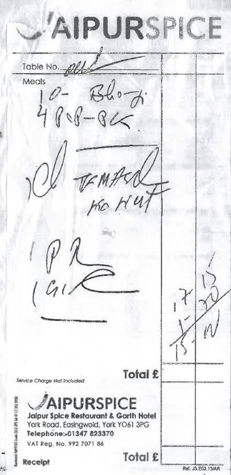  Paul's receipt clearly marked 'no nuts'. The restaurant has blamed cheap ingredients for missing the allergy warning