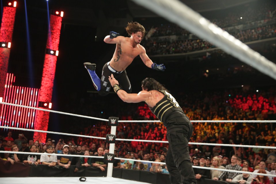  AJ Styles has had two main event matches at WWE's last two PPV events against heavyweight champion Roman Reigns but lost both times getting hit with a spear