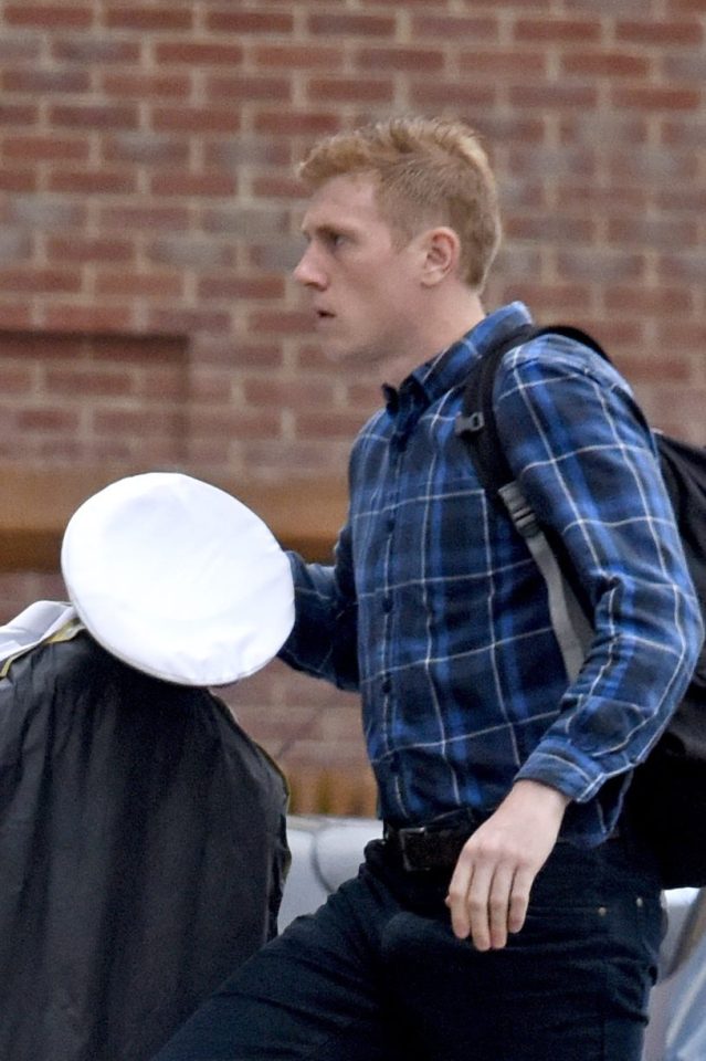  Cleared ... Samuel Mitchell arriving at court martial at Portsmouth Naval Base