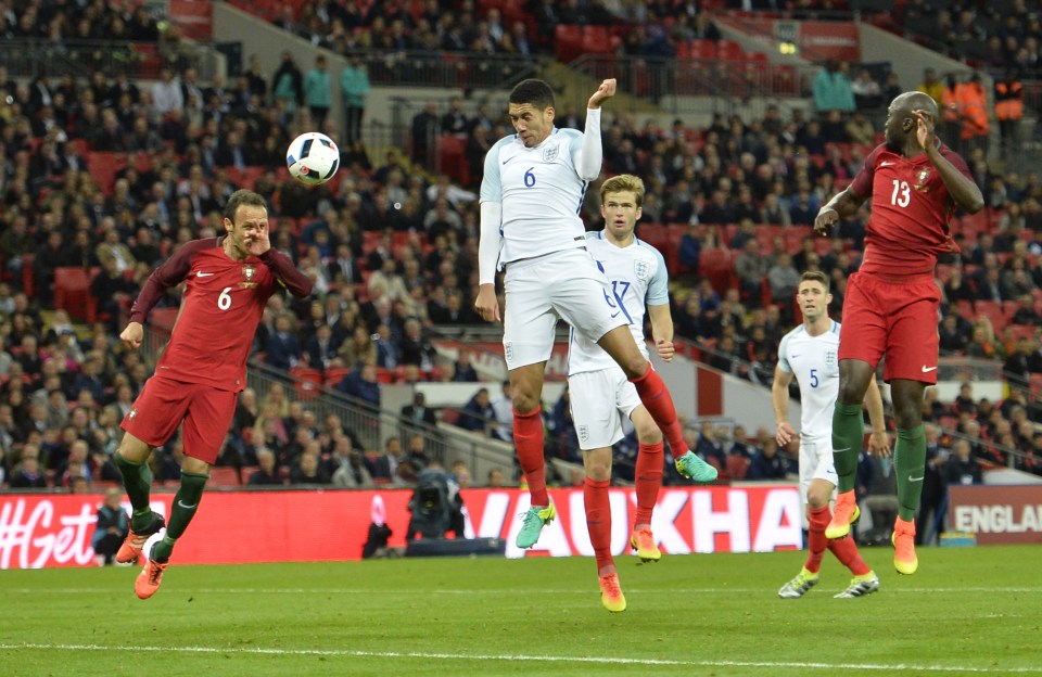  Chris Smalling scores the winner against Portugal at Wembley last week