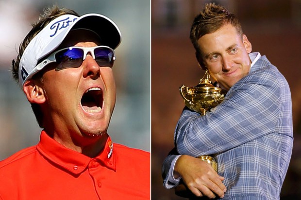 It’s mine, all mine...Poulter with his beloved Ryder Cup