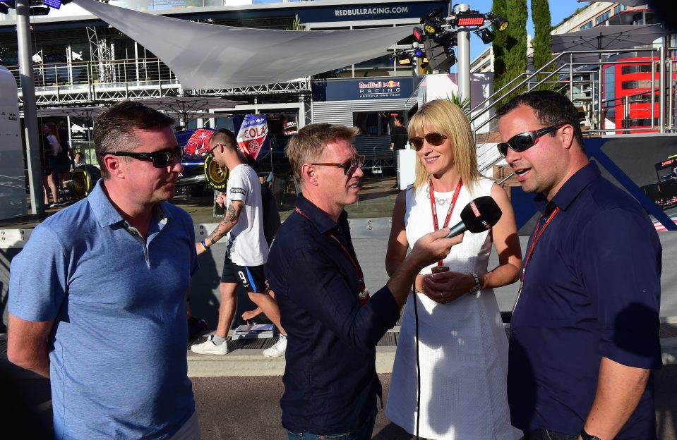 David Croft,, Simon Lazenby, Rachel Brooks and Ted Kravitz at the Monaco GP