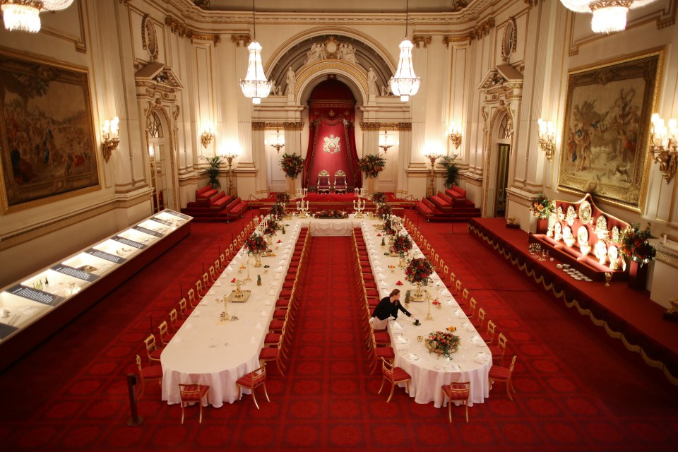  The Queen inspects the banquet table before each official occasion