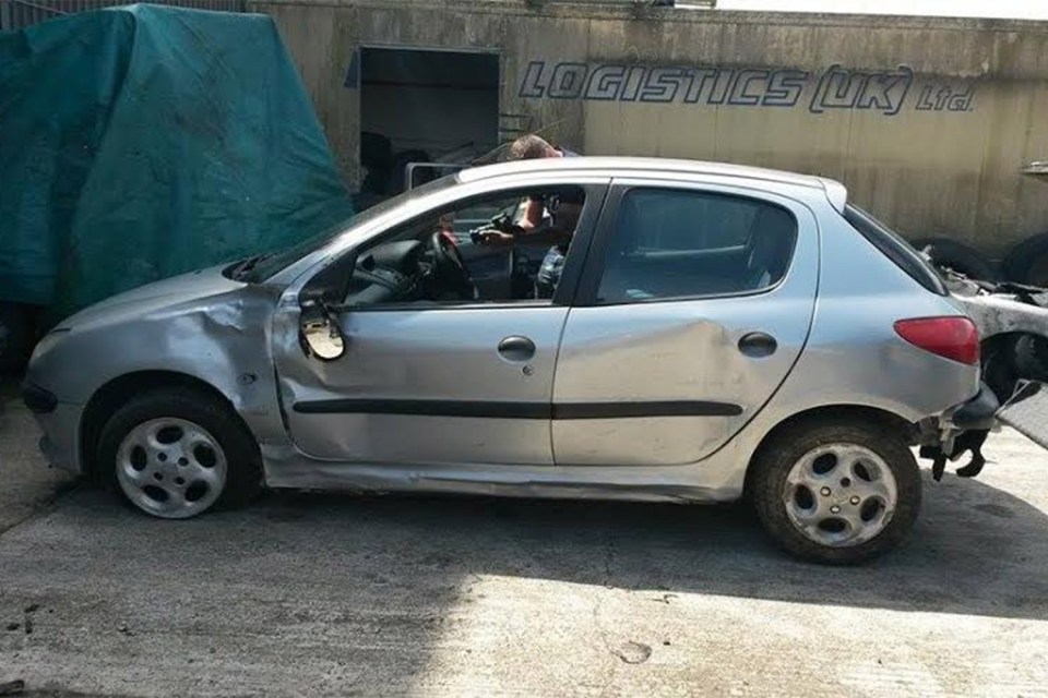  The couple's car following the smash