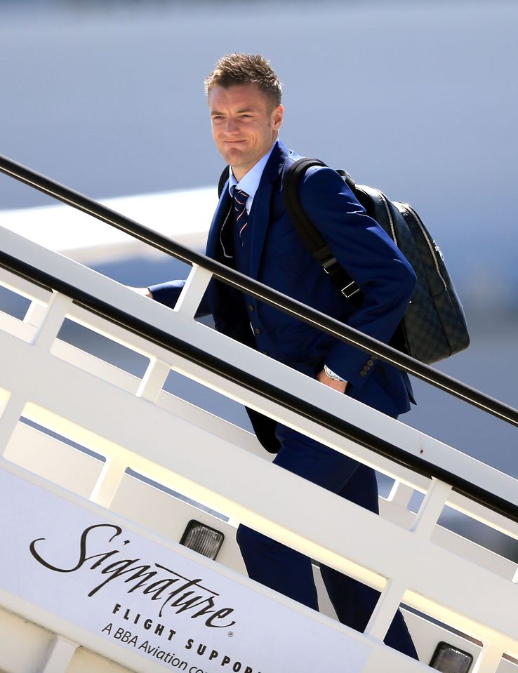  Jamie Vardy boards the plane at Luton airport with his future up in the air