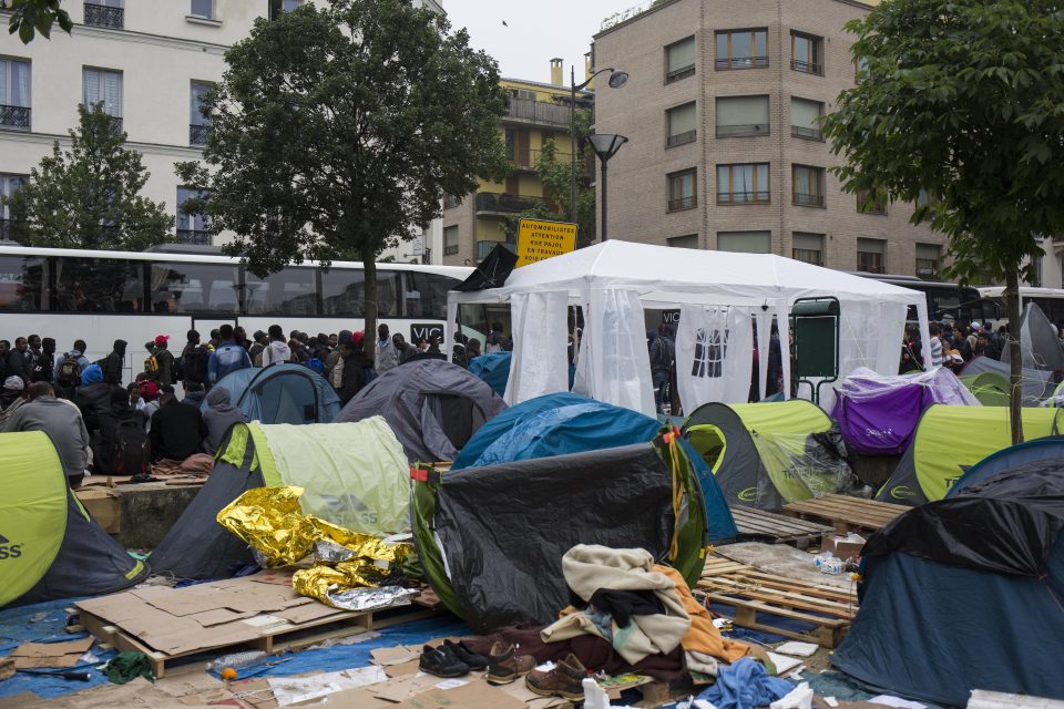  Tents filled the area with little processes to keep the park clean. Supplies were strewn across the Eole park