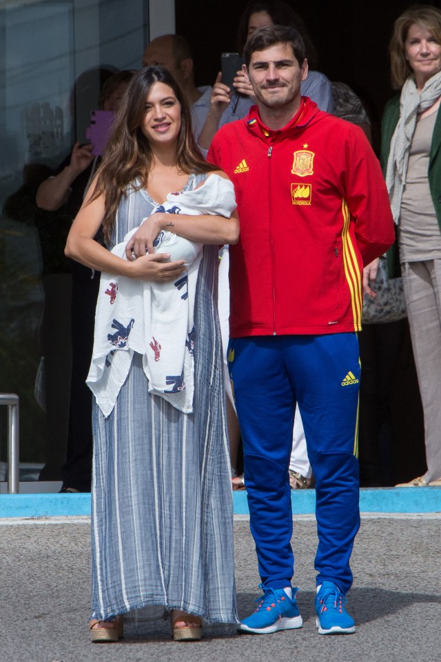  Casillas and Casillas show off their newborn child Lucas earlier this month