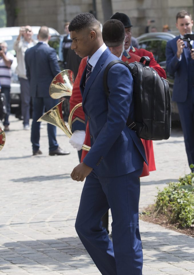  Youngster Marcus Rashford traditionally would have had to look after the lion but his Manchester United team-mate Chris Smalling did so on this occasion