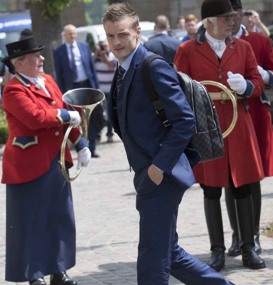  Jamie Vardy arrives in Chantilly, France, with his club future still up in the air