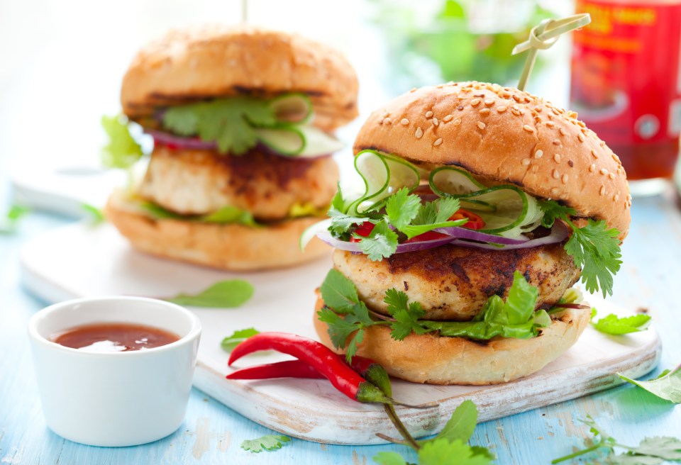  Thai chicken burgers with cucumber relish are a great low calorie alternative to beef